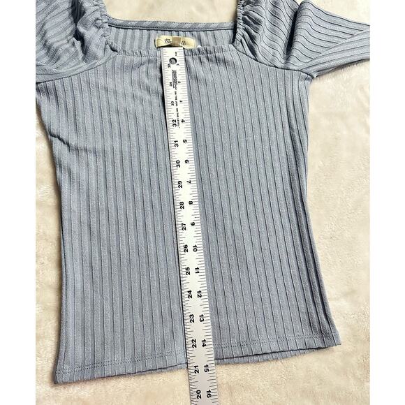 Madewell Light Gray Ribbed Long Sleeve Top - Picture 8 of 10